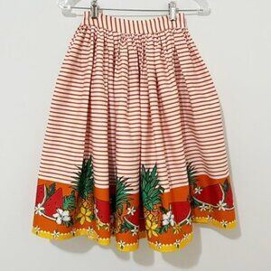 Collectif Retro Swing Skirt Striped Flowers & Fruit Rockabilly XXS